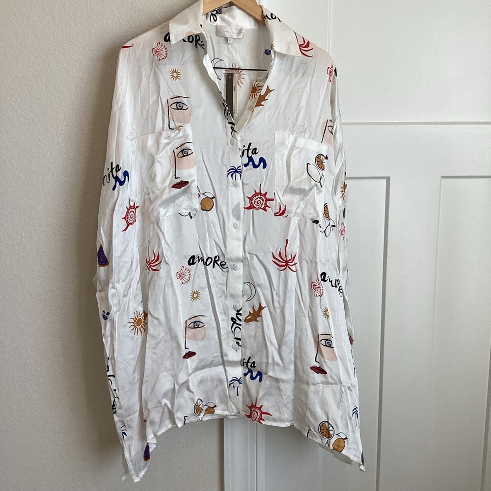 ❌Sold - 🇪🇸🌴☀️ Anthropologie Long-Sleeve Printed Mini Shirt Dress Corey Lynn - Picture 5 of 13